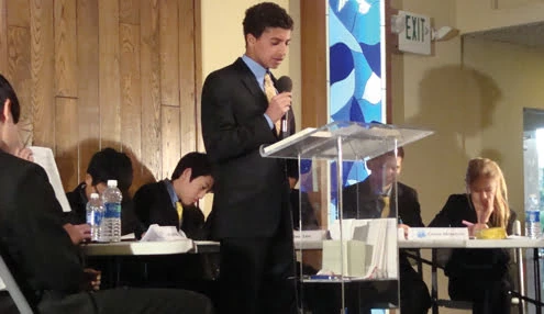 Photo by Jason KUROSU CVHS freshman Omar Trad gave a compelling argument that in part said that of the top 10 punishments that discouraged teens from drinking getting in trouble with police and/or the law.was number one.